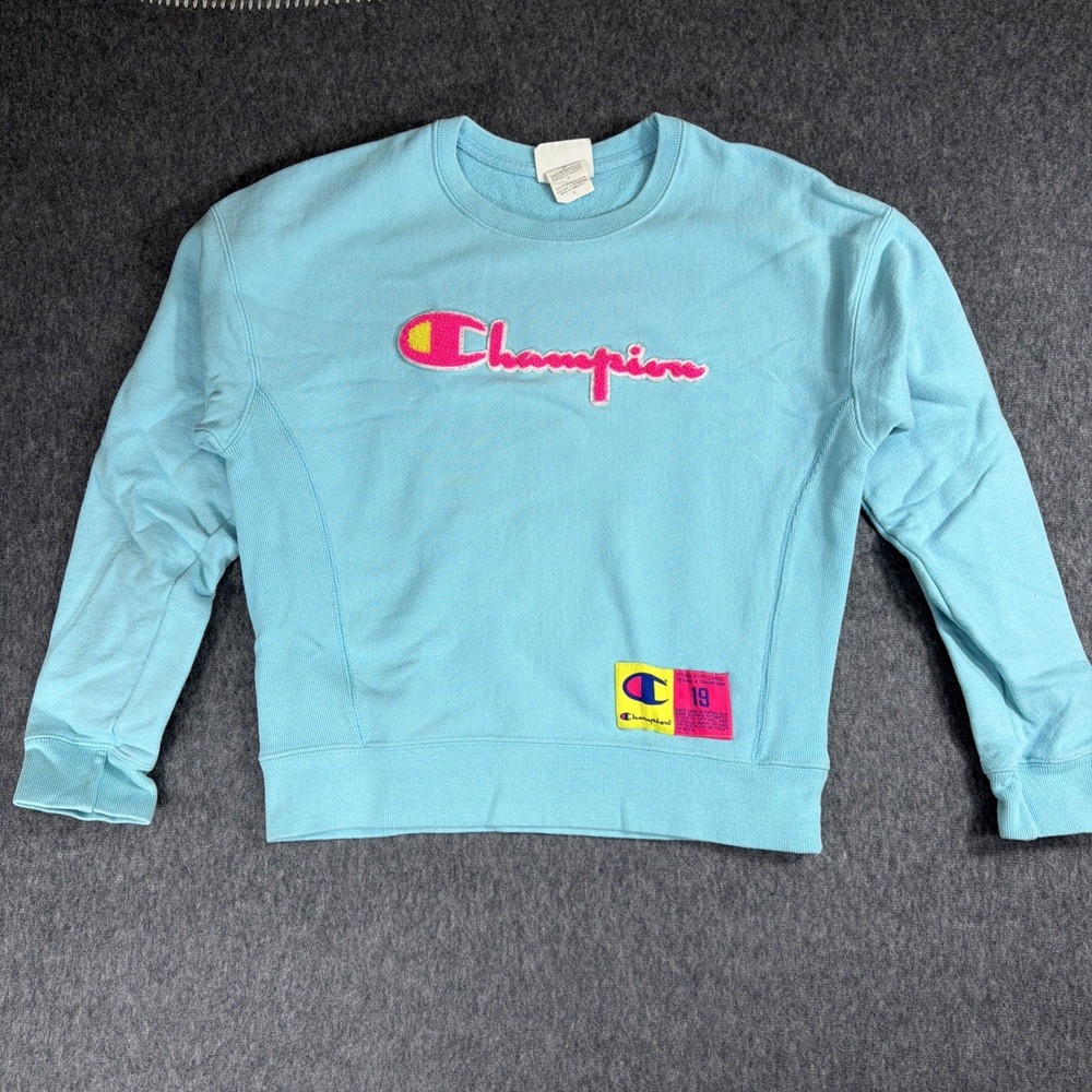 Champion Reverse Weave Sweatshirt Women's Small Blue Crew Neck Reverse Weave